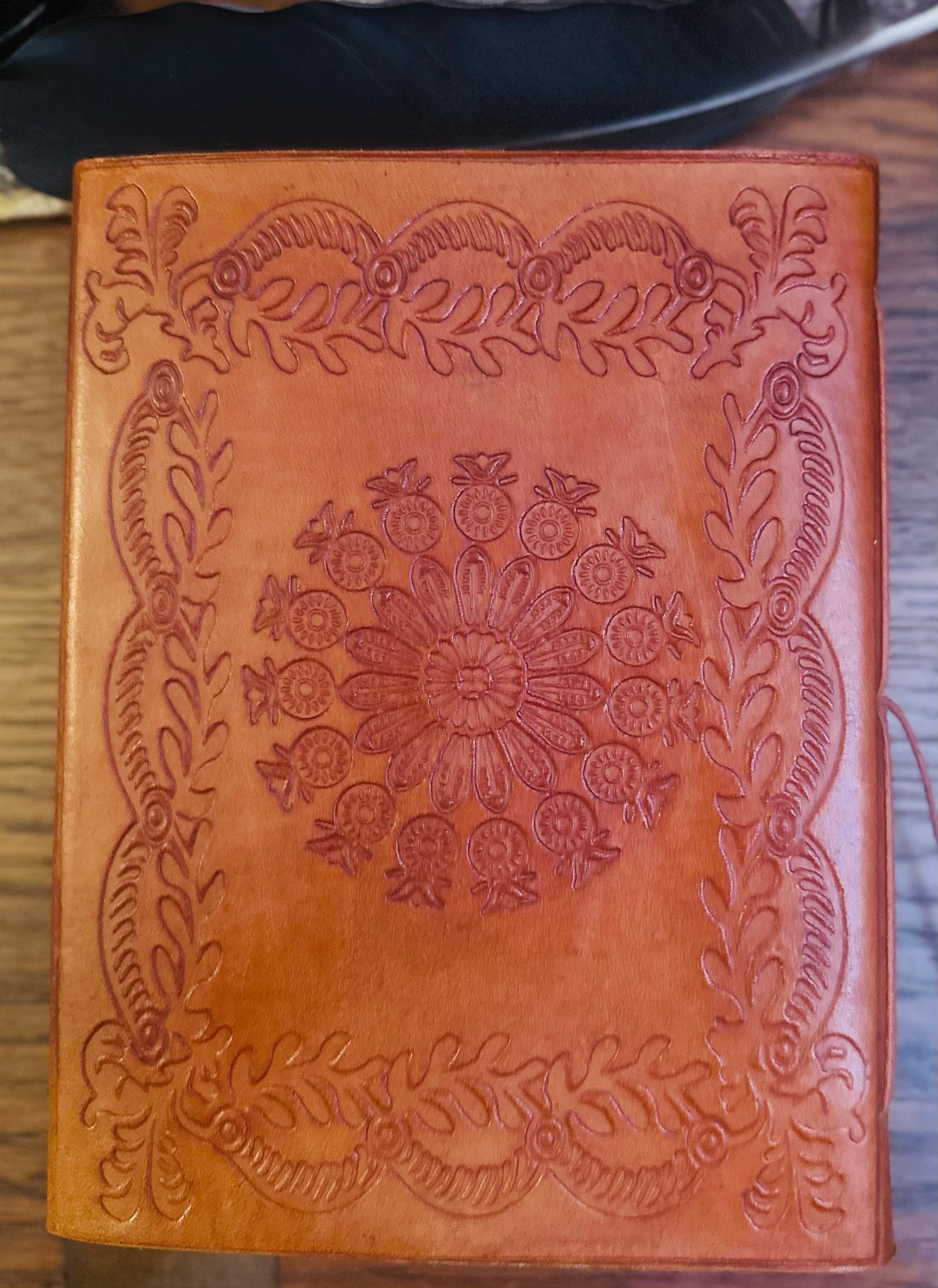 Embossed Leather Crystal Notebook – Vintage Witchcraft Grimoire & Healing Journal