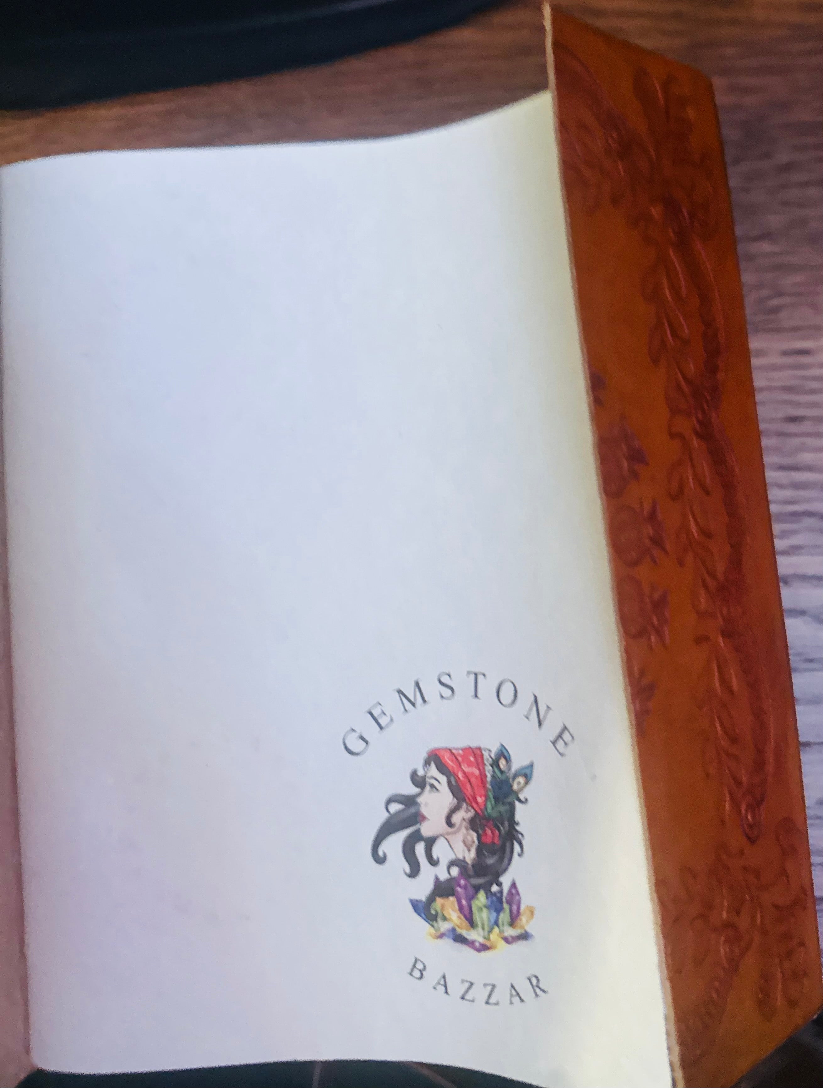 Embossed Leather Crystal Notebook – Vintage Witchcraft Grimoire & Healing Journal