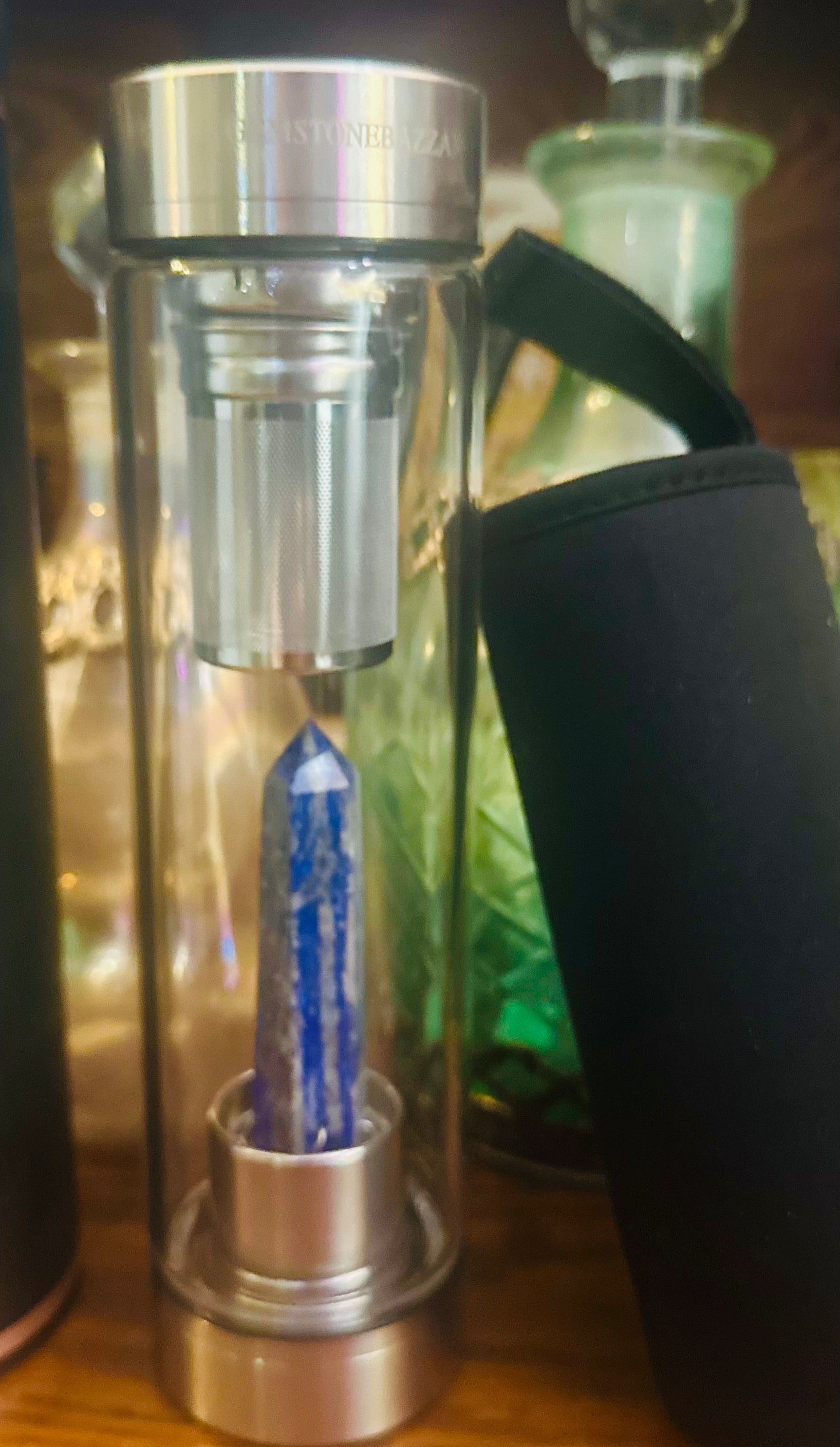Lapis Wisdom Crystal Water Bottle + Removable Tea Diffuser