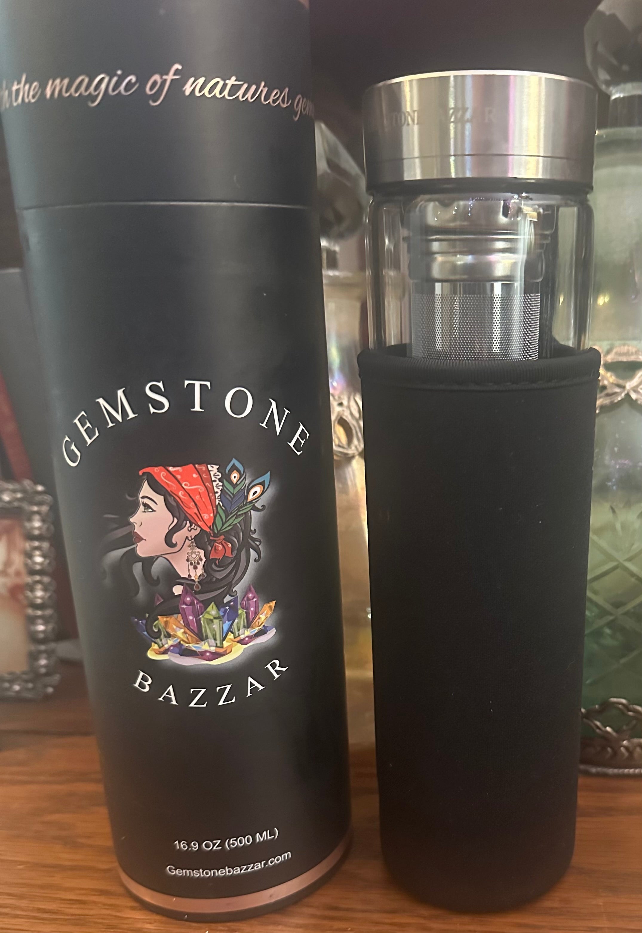 Lapis Wisdom Crystal Water Bottle + Removable Tea Diffuser