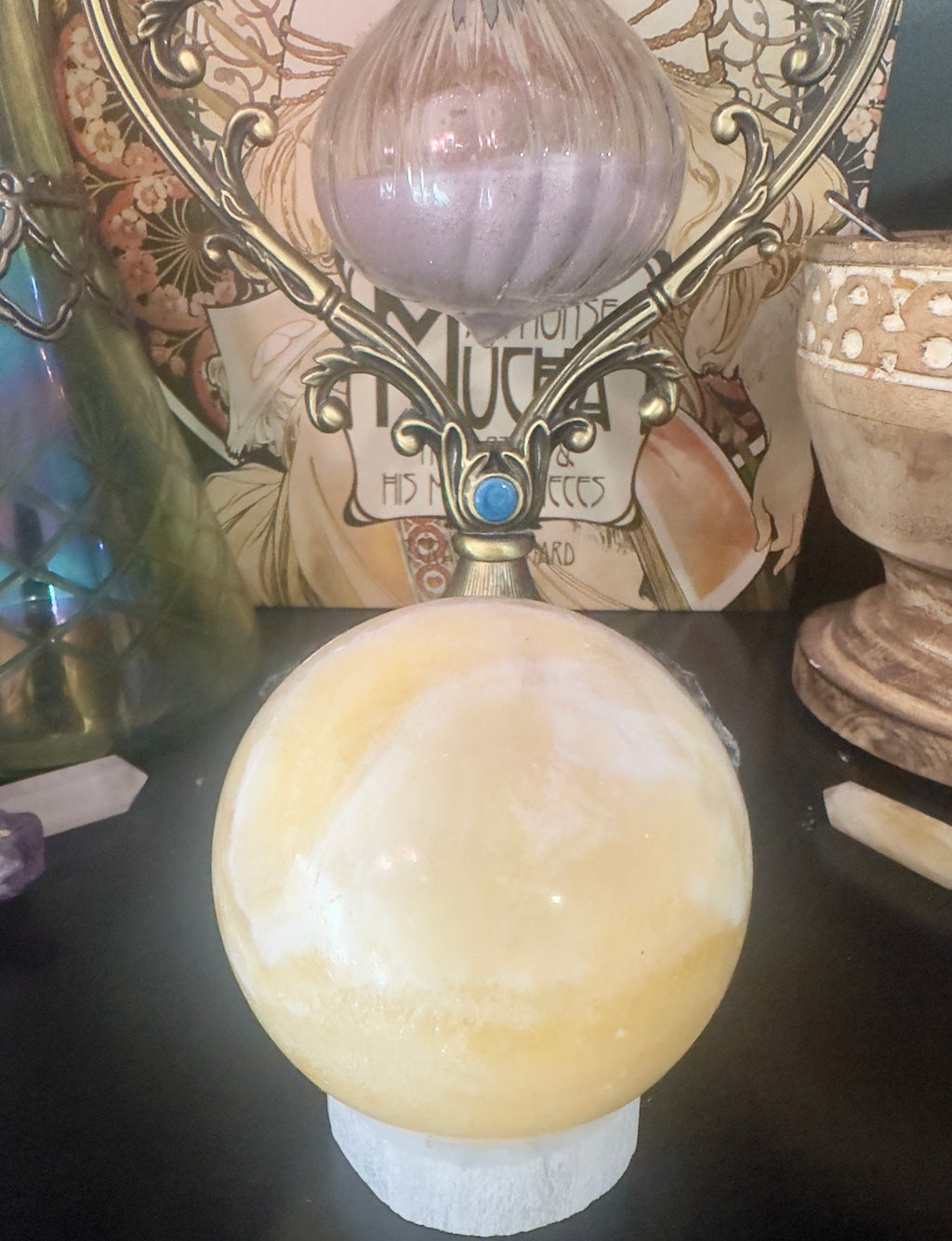 Orange Calcite Sphere (3”) — Creativity, Confidence & Emotional Energy