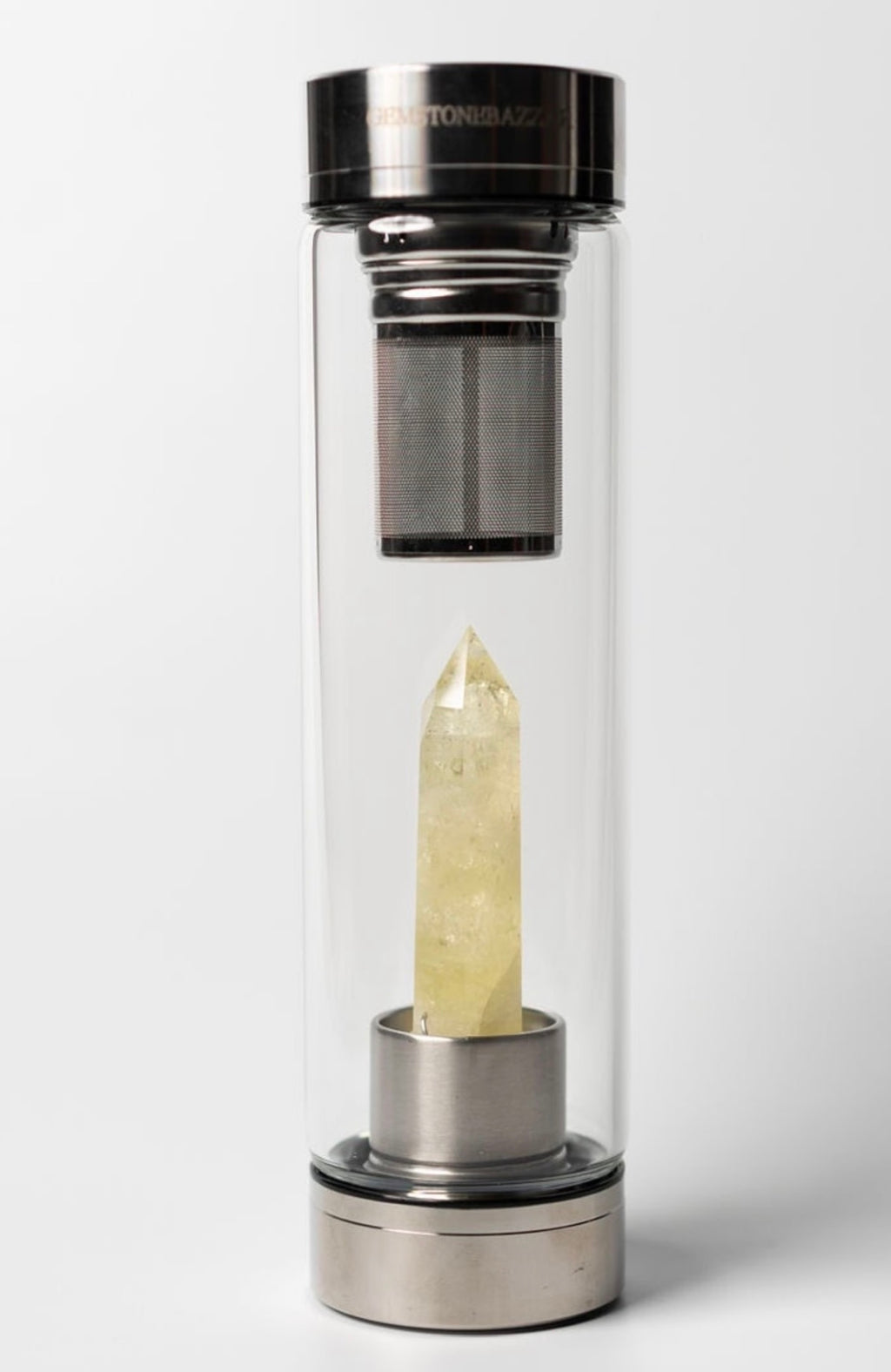Citrine Crystal Infused Water Bottle with Removable Tea Infuser | Energy, Abundance & Daily Wellness