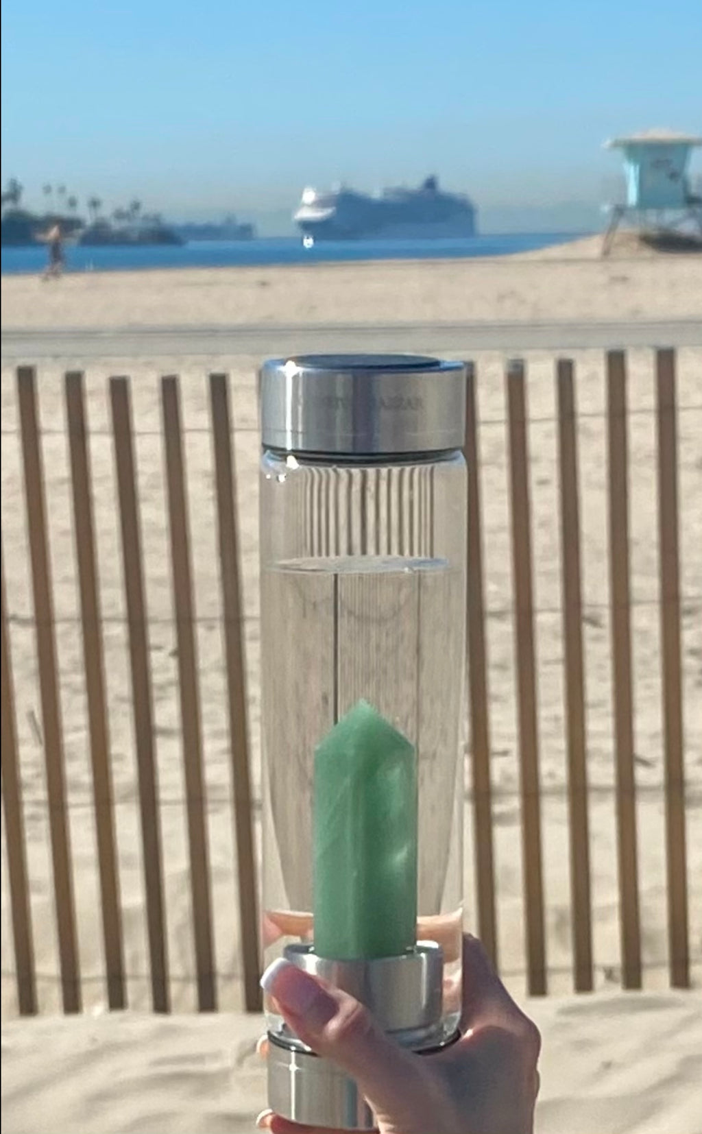 Green Aventurine Crystal-Infused Water Bottle for Abundance, Heart Healing & Daily Wellness