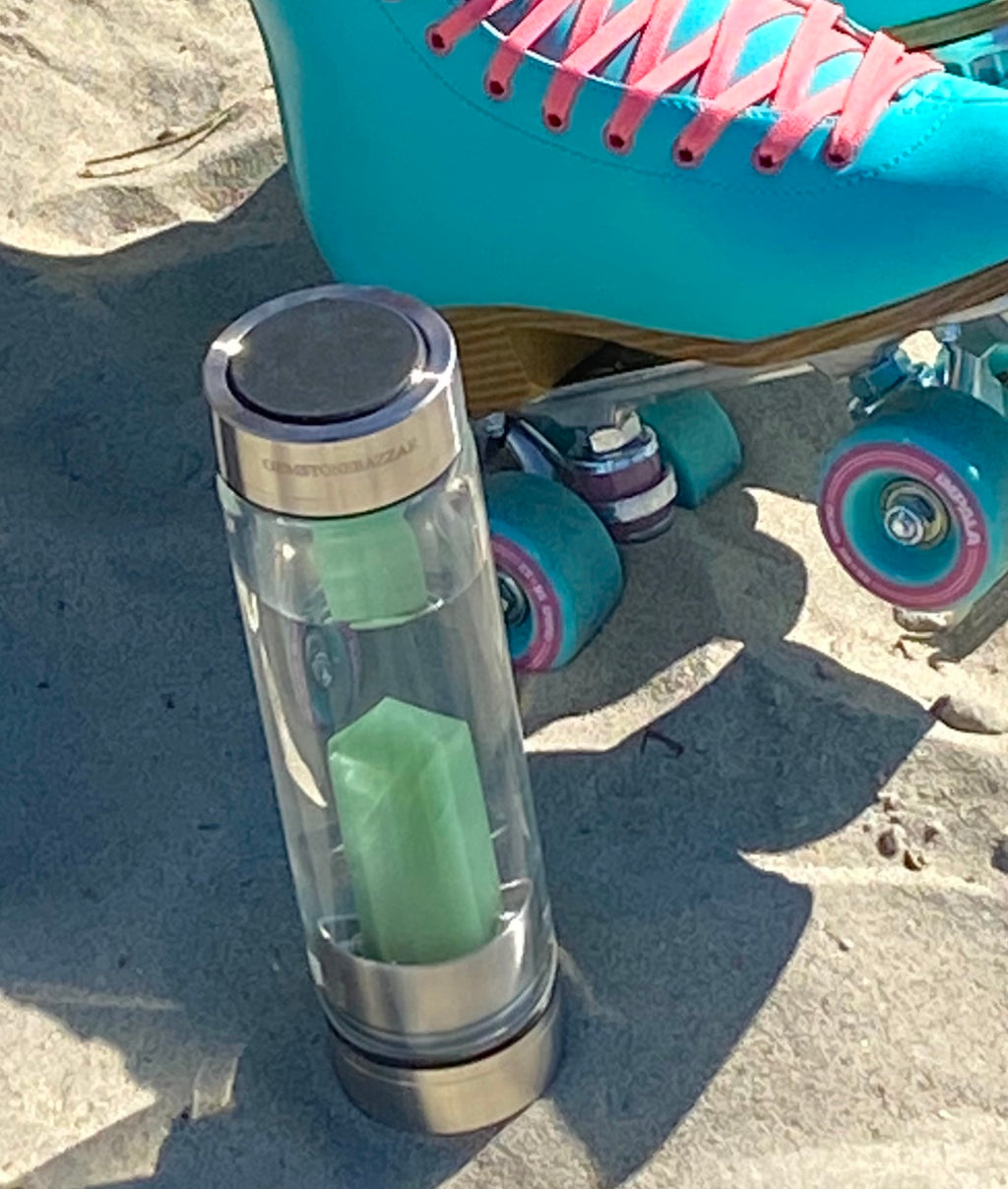 Green Aventurine Crystal-Infused Water Bottle for Abundance, Heart Healing & Daily Wellness