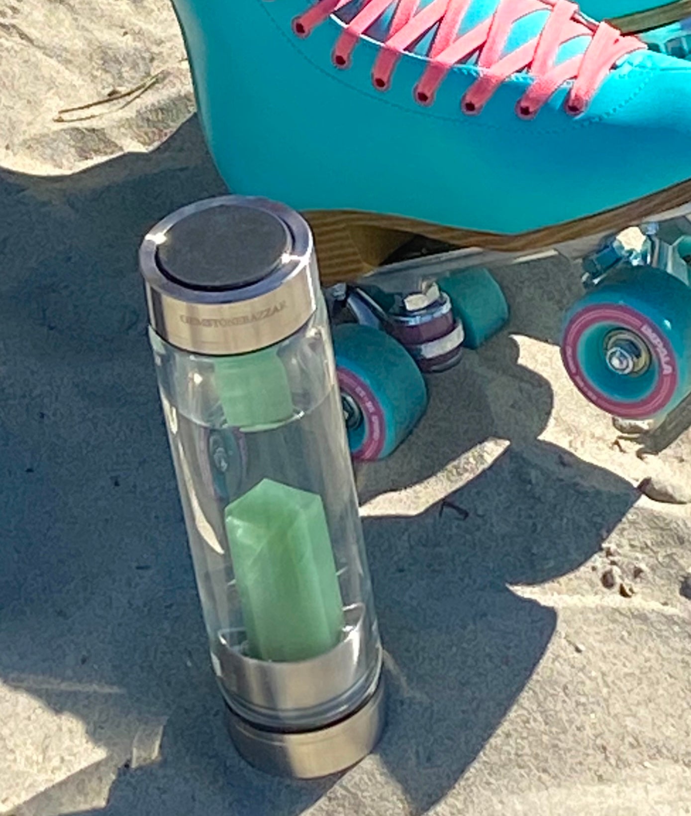 Green Aventurine Crystal-Infused Water Bottle for Abundance, Heart Healing & Daily Wellness