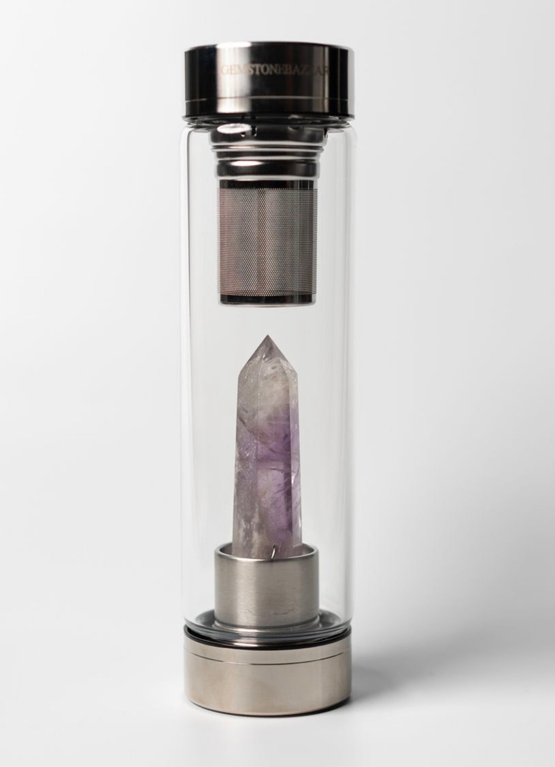 Amethyst Infused Water Bottle with Removable Tea Infuser | Menopause Support • PMS Relief • Anxiety & Sleep Aid