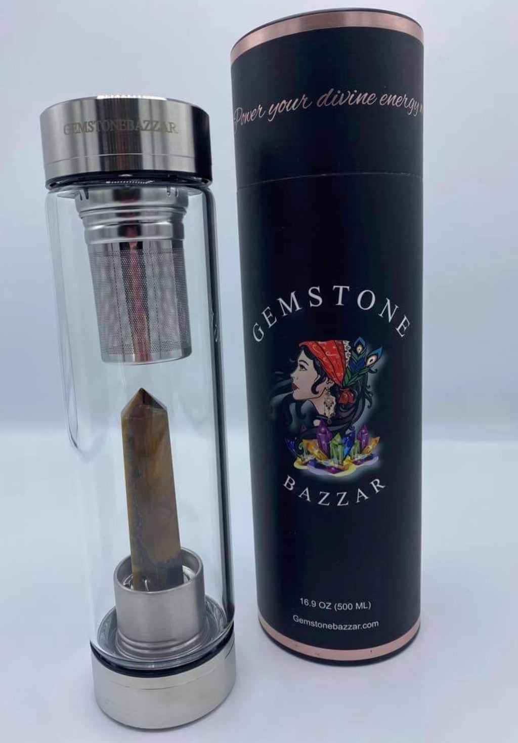 Tiger’s Eye Alchemy Water Bottle | Strength • Focus • Protection