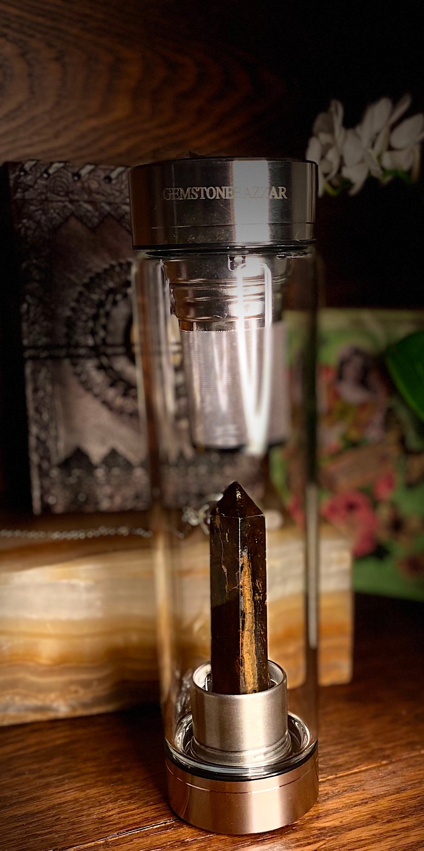 Tiger’s Eye Alchemy Water Bottle | Strength • Focus • Protection